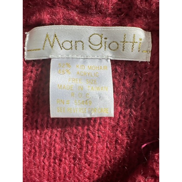 Vtg Mangiotti Embellished Cardigan Button Sweater Fuchsia kid mohair Free Size - Picture 5 of 8